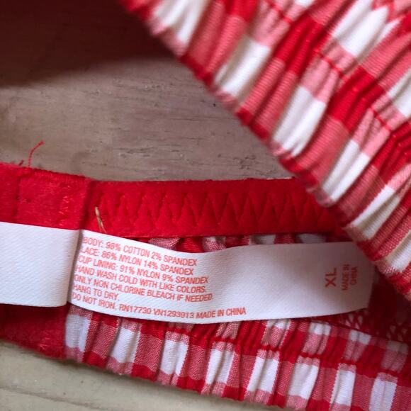 Colsie NWT Women's Red Gingham Unlined Bralette Size XL - Picture 7 of 9